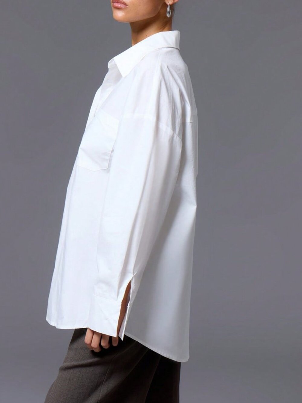 White Casual Women's Button Up Shirt - Picture 3 of 5